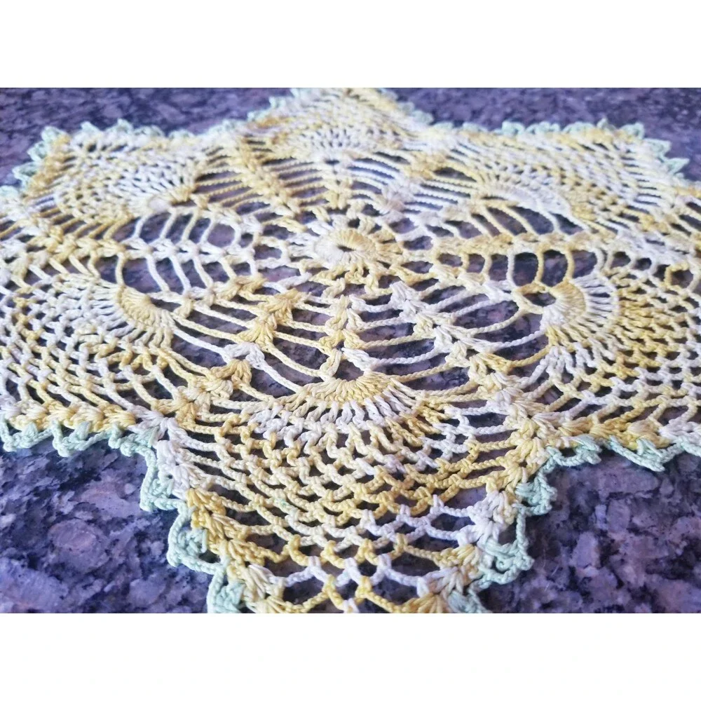 Vintage Handmade Yellow Doily